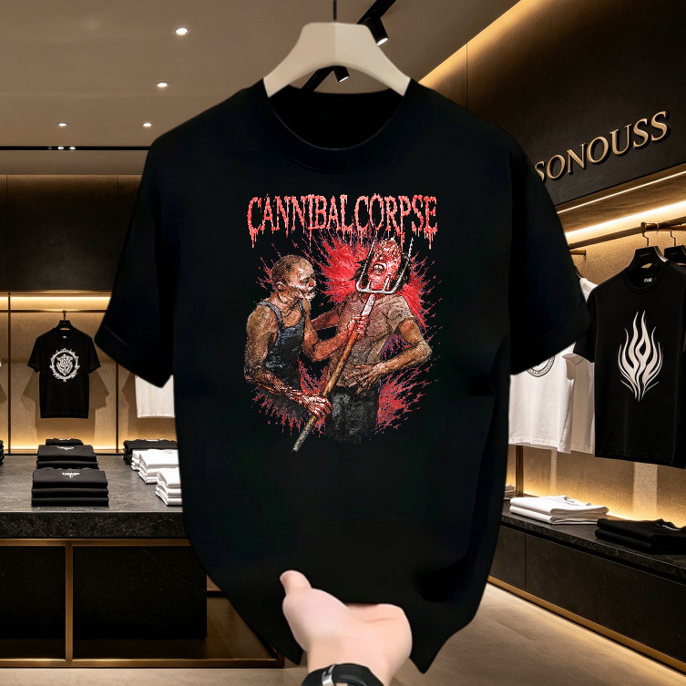 Kaos Band Cannibal Corpse Pria Distro Original 100% Desain Horror Metal Gore, T-shirt Vintage Americ