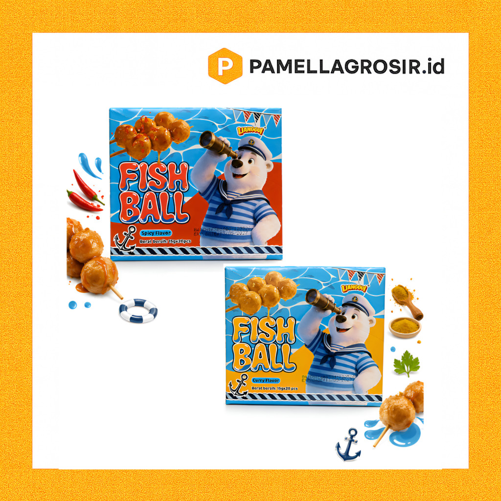 LIANGGUI FISH BALL SPICY FLAVOR & CURRY FLAVOR 1 BOX ISI 20 PCS X 15 GR