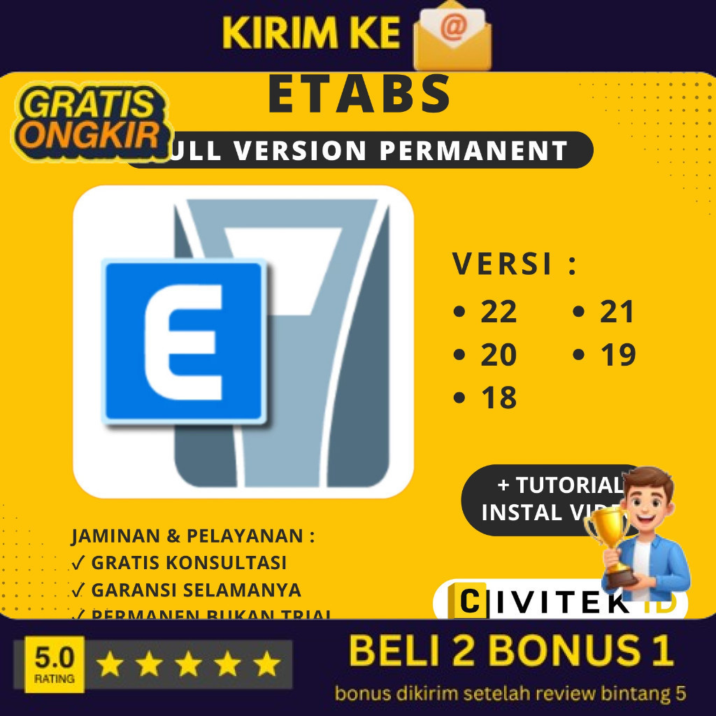 Software ETABS 22 21 20 19 18 Full Versoon Permanen - Aplokaso Analosos Struktur Gedung Won (BUKAN B