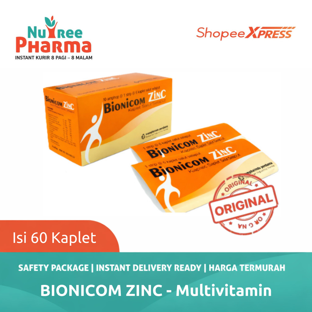 BIONICOM ZINC ISI 60 KAPLET | Bionicom Zinc Multivitamin Isi 60 Kap