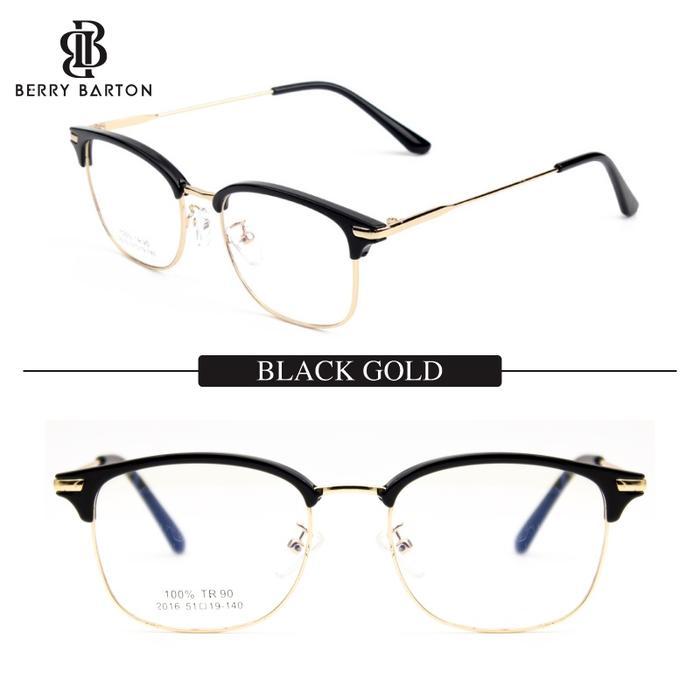 Berrybarton - Kacamata Clubmaster Modern Metal TR Anti Radiasi Photocromic Blueray 2016 - Black Gold