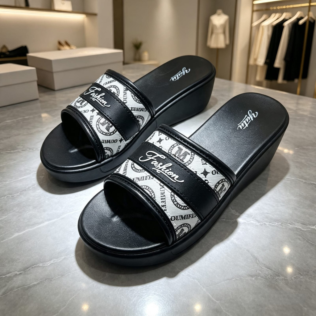 Sandal wedges wanita baru. Bahan karet antislip berkualitas tinggi, warna putih