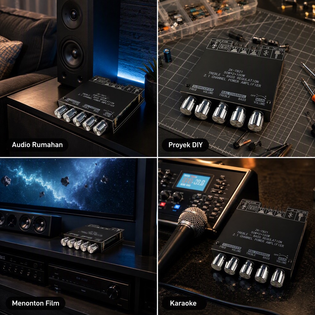 Wuzhi Audio ZK - TB21 2.1 Stereo Bluetooth Audio Digital HIFI Power Amplifier Papan Modul 50WX2 Peny