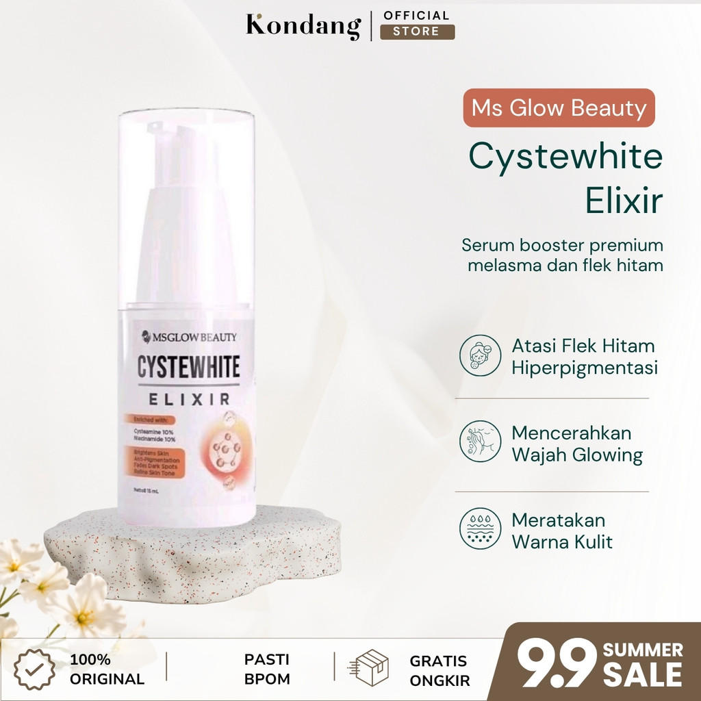 MS GLOW Cystewhite Elixir Serum Penghilang Melasma Flek Hitam Membandel Menahun Brightening Booster 