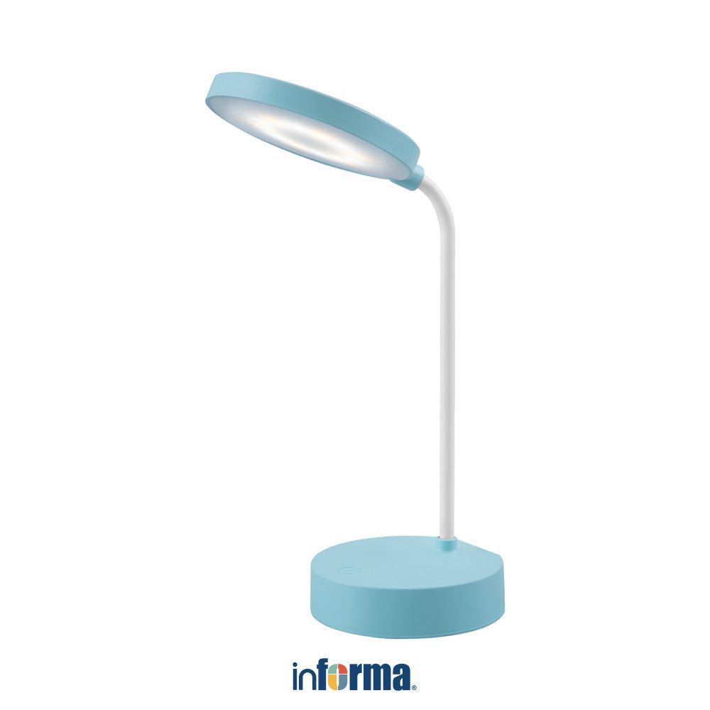 Informa Lampu Meja LED Rechargeable Portable Round 5 Watt - Biru Lampu Belajar Lampu Tidur Minimalis