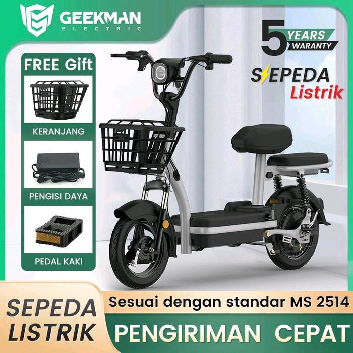 GEEKMAN Sepeda Listrik Dewasa Sepeda Motor Listrik  Sepeda Listrik Dengan Pedal