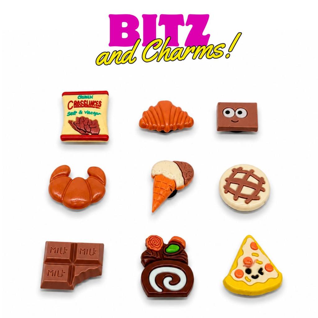 BITZ & CHARMS - SMT-006 Aksesoris Hiasan DIY Pin Sandal Sepatu Shoe Charms Karet Set PVC Tema Roti C