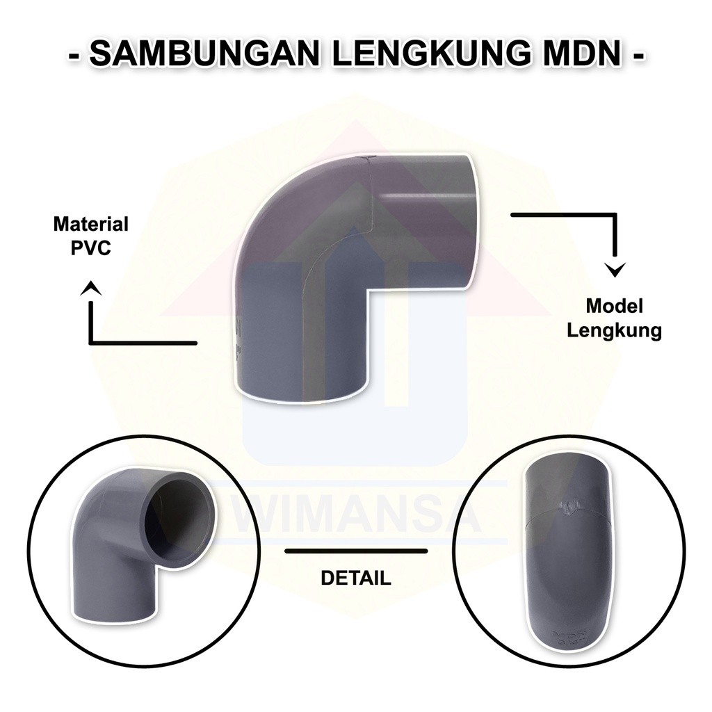 SAMBUNGAN PIPA PVC LENGKUNG MDN - PENYAMBUNG PIPA