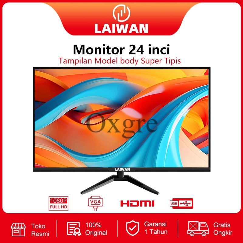 Promo【LAIWAN】LED Monitor 24 inch Monitor PC Berkualitas Premium dengan HDMI 1080p