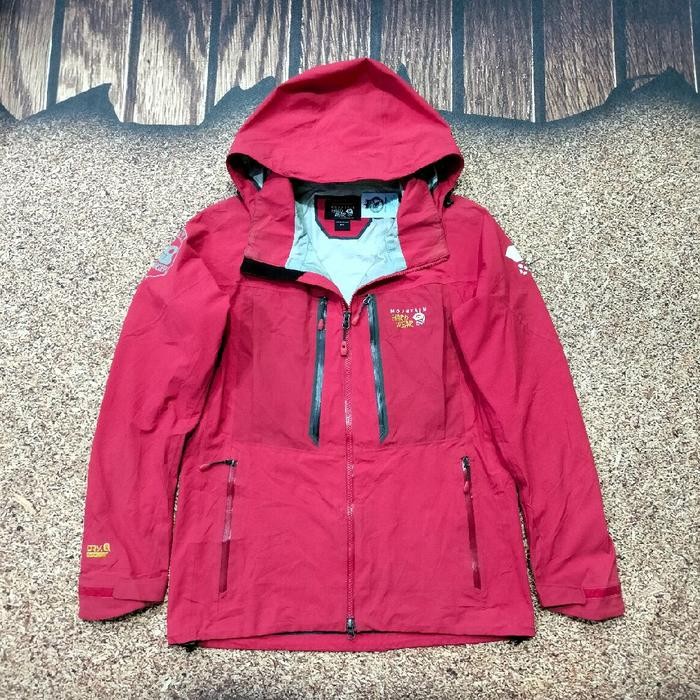 rare jaket gunung gorpcore three layer MOUNTAIN HARD WEAR DRY Q ELITE outdoor waterproof merah belak