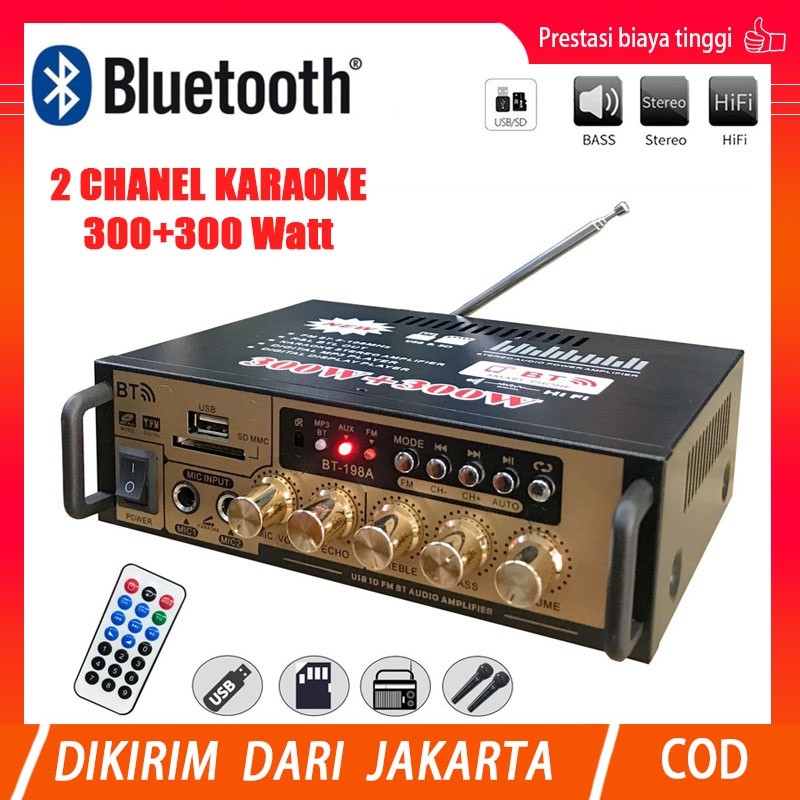 600W BT-198E PRO 2000w Amplifier Karaoke Bluetooth Power Amplifier Power Amplifier Wireless Bluetoot