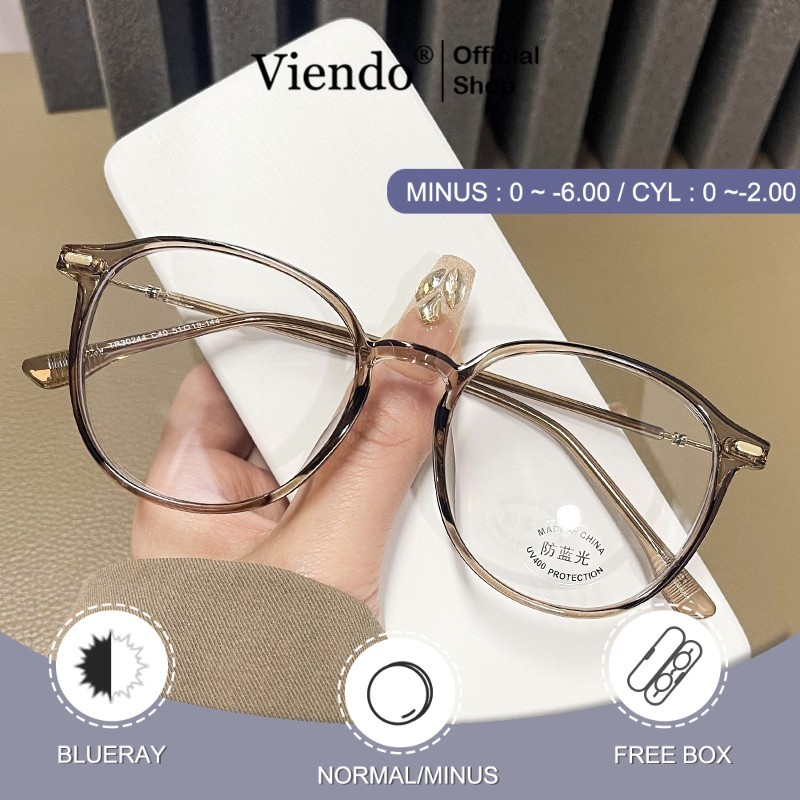 Viendo Kacamata Minus Anti Blueray Wanita Pria Lonjong Frame Silinder Antiradiasi Kaca Mata Optik