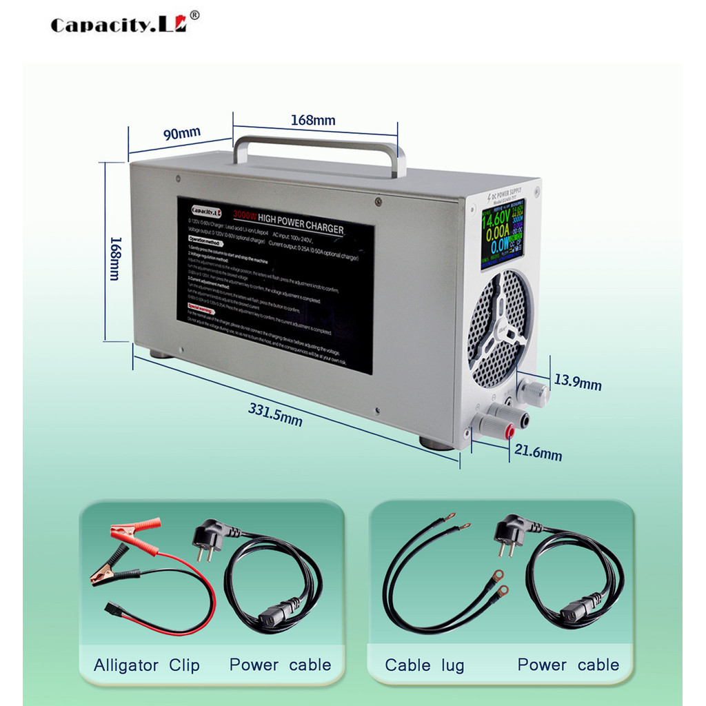 Adjustable Charger120/72/84V Lifepo4 Charger12/24/36/48V High Power Lithium Battery Charger 60a 25a 