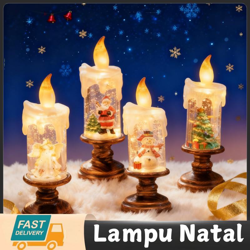 Lilin LED, Hiasan Natal, Air Mata, Lilin Natal, Alas, Lampu Natal LED, Lilin Santa, Lampu LED Listri