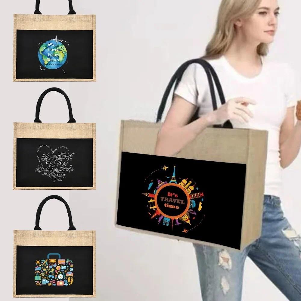 Tote bag Jute Handbag Jute Tote Handbag Jute imitation Sacks Linen Bags Women Shopping Pouch Tote La