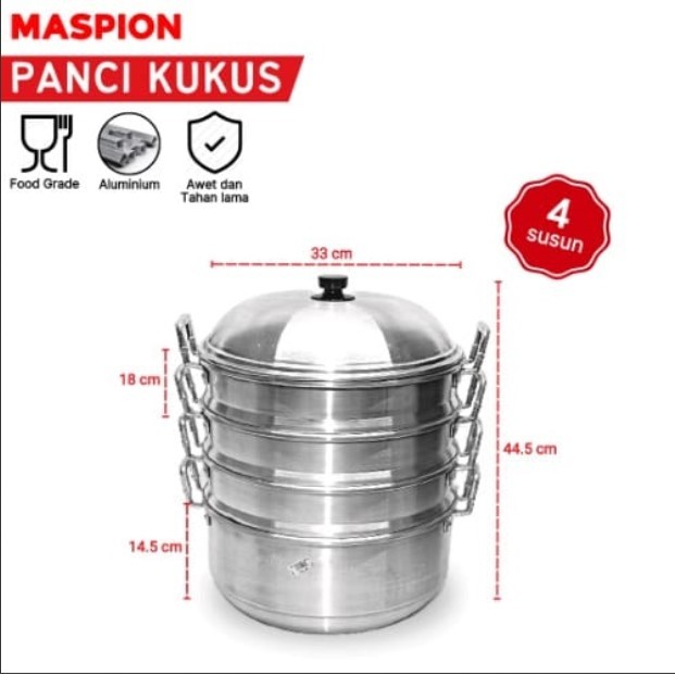 Maspion Langseng Aluminium 33 cm Susun 4 Dandang Kukus - FM