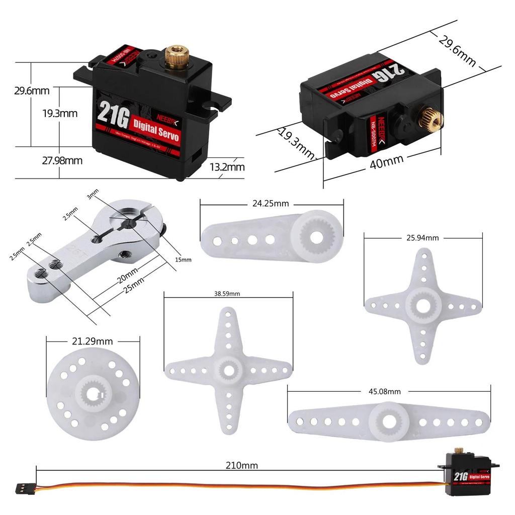 NEEBRC 21G Metal Gear Waterproof Dgital RC Servo for 1/14 1/16 1/18 RC Car Drone Boat Hyper Go 14209