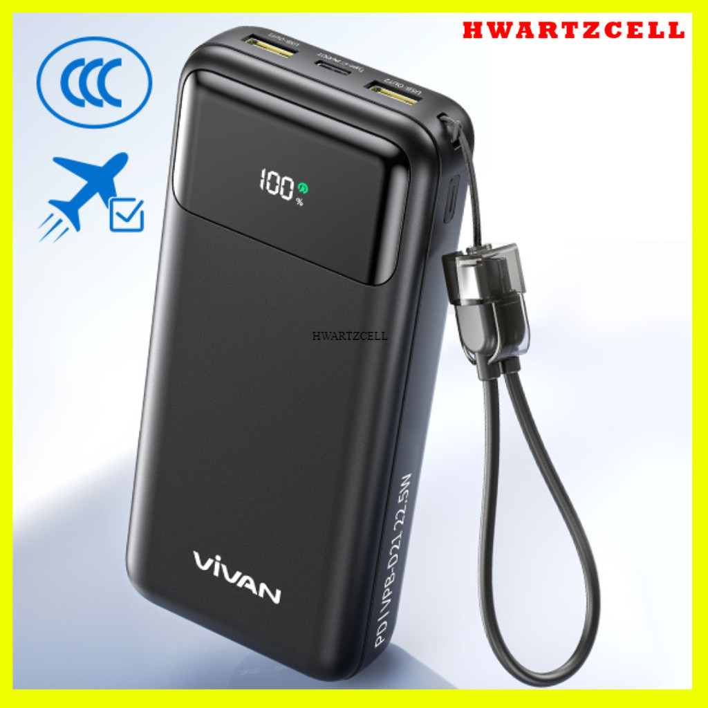 [HWARTZ] VIVAN VPB-D21 Powerbank 20000 Mah 22,5W 5A Tersertifikasi CCC