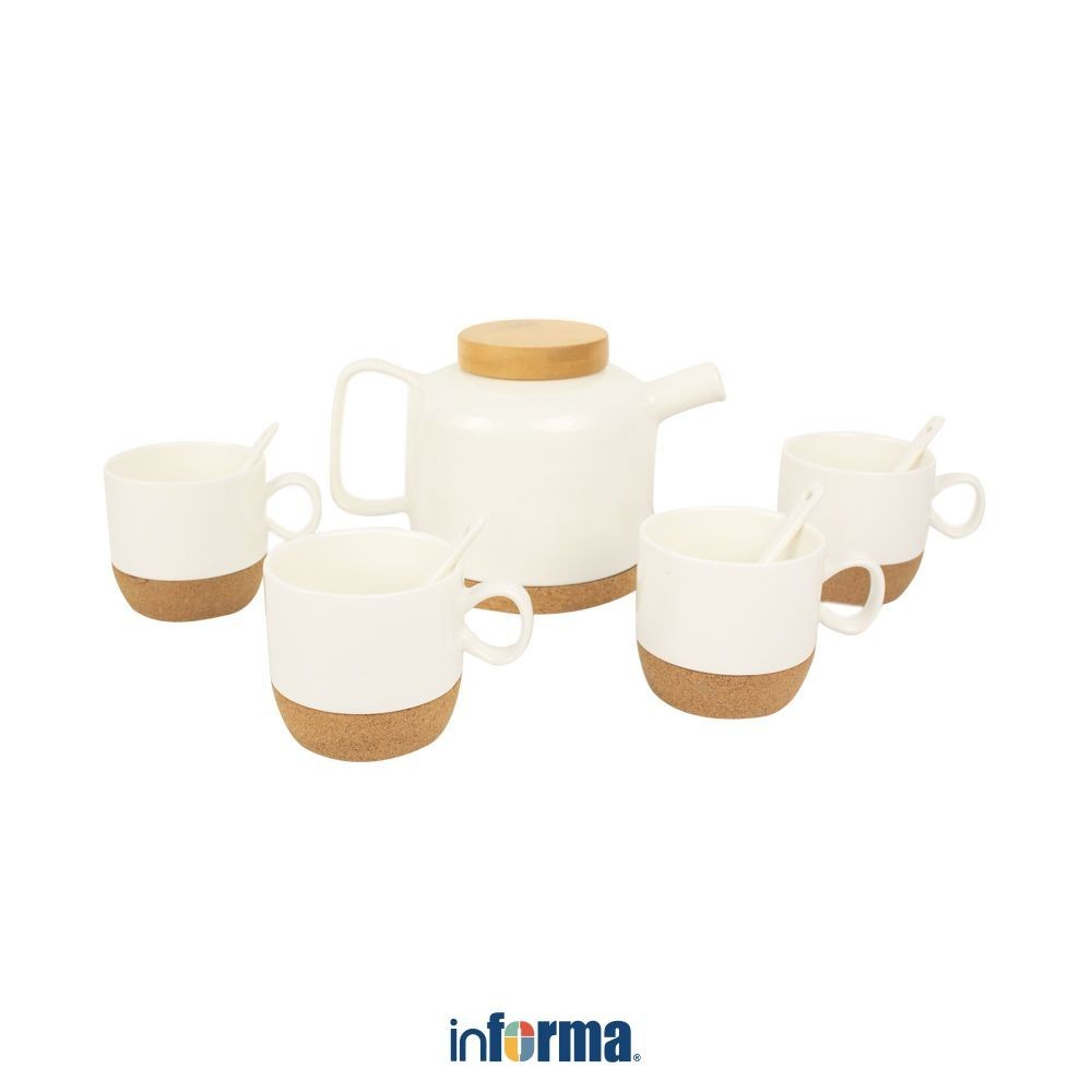 Informa Appetite Set 9 Pcs Geniva Teko Dengan Cangkir Dan Sendok - Putih Set Water Jug With Glass Pi