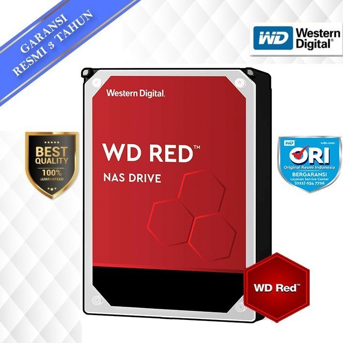 HDD 3.5" WD RED PLUS 1TB 2TB 4TB 6TB 8TB RESMI HARDDISK NAS INTERNAL