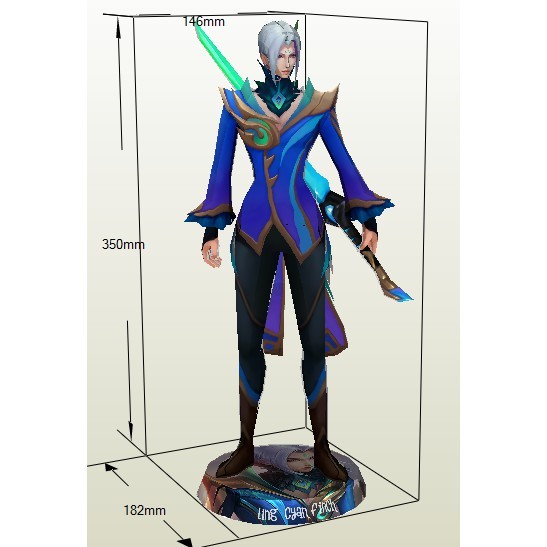 DIY Papercraft kerajinan kertas pola Mobile Legend Ling Cyan Finch