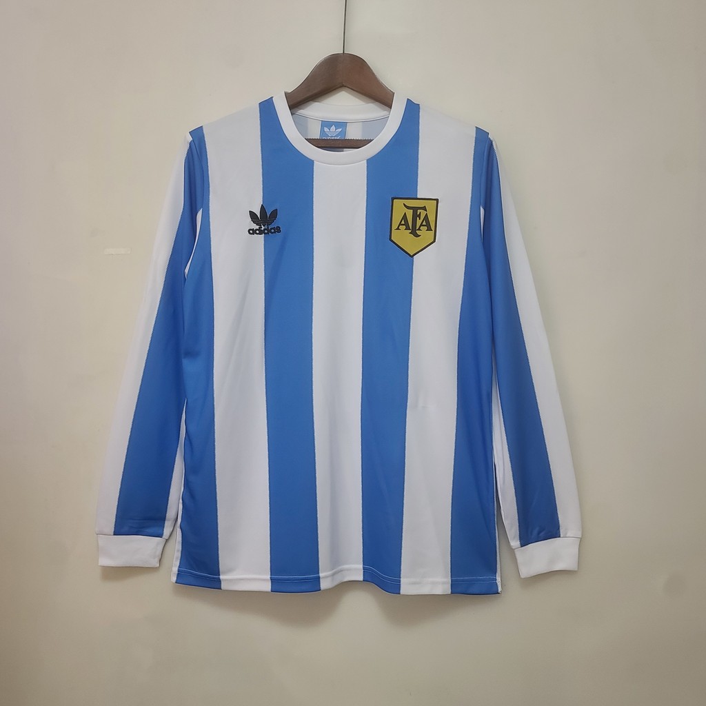 Jersey Retro 1978 Long Sleeve Argentina Home A10 T shirt pria