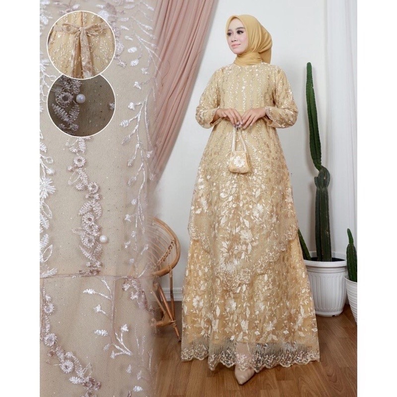 ZEE12 Terbaru GAMIS PESTA GAMIS KONDANGAN GAMIS SANDRINA DRESS GAMIS MEWAH GAMIS GOLD GAMIS SANDRINA