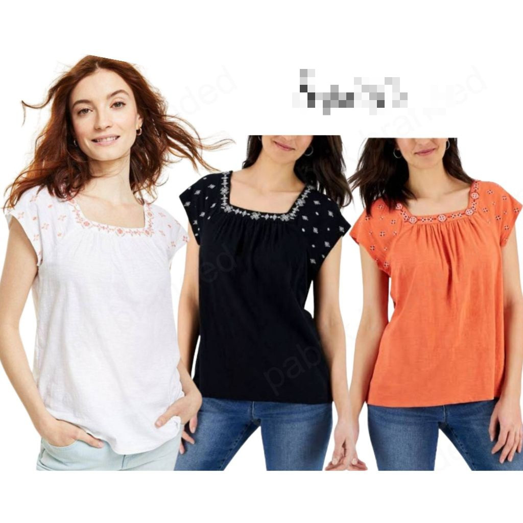 Pabrik branded StyI3&C0 blouse wanita XS L XL XXL 2x 3x BIG SIZE petite JUMBO hitam putih orange pin