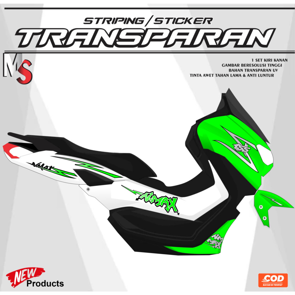 Striping Transparan NMAX NEW Stiker YAMAHA NMAX NEW 155 Kombinasi Warna MS002 POLET STIKER
