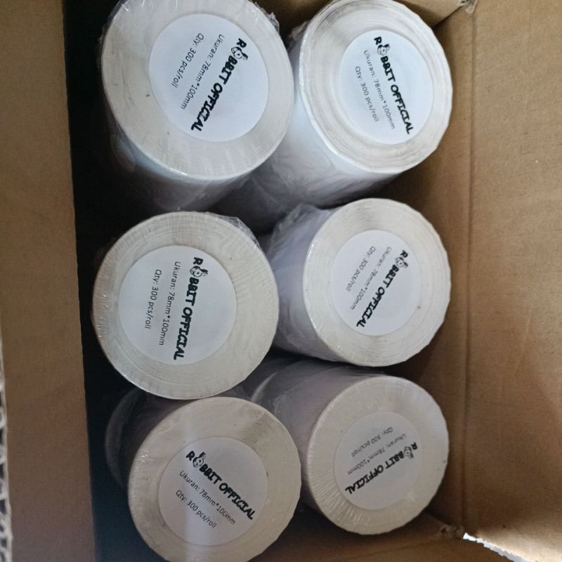 Promo 1 Box Label Thermal 78x100MM 300 Pcs  isi 12 Roll