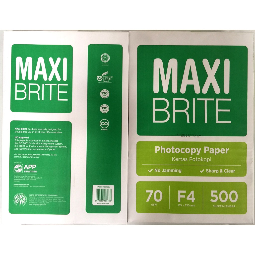 (1 Pak) GROSIR Kertas HVS MAXIBRITE F4 70 Gsm / Kertas HVS Maxi Brite F4 70 Gram (1 Pak)