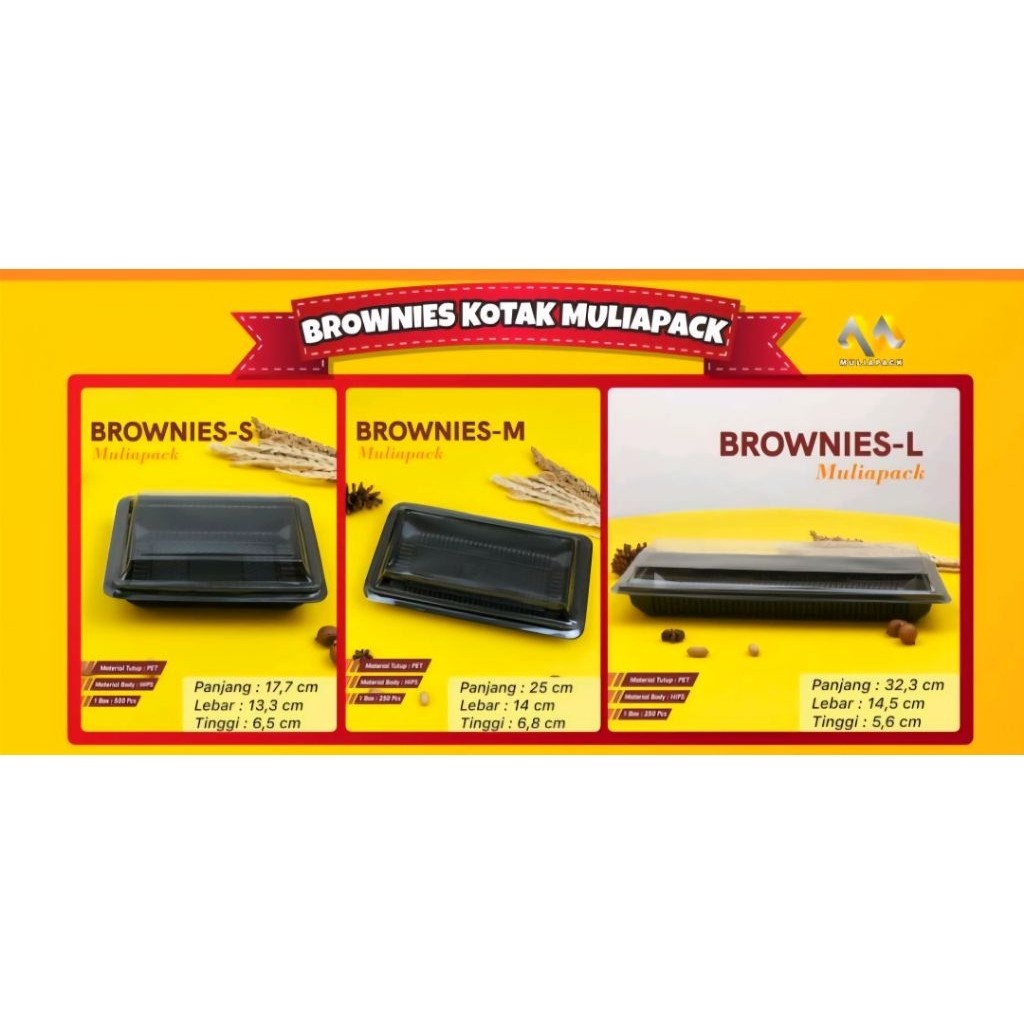 MIKA BROWNIES S-M-L MULIAPACK WADAH+TUTUP 50SET
