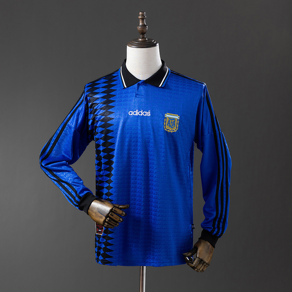 Jersey Argentina 1994 Away Long Sleeve Retro T shirt pria
