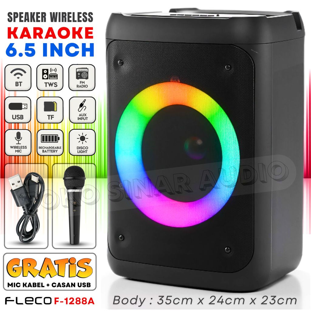 {CID} Speaker Bluetooth Full Bass GRATIS MIC KABEL FLECO F-1288A [Bluetooth/Karaoke/USB/TF/FM/AUX-IN