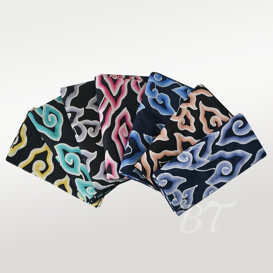 BATIK TRUSMI Bahan Kain Panjang Batik Tulis Mega Mendung Warna Hitam Premium