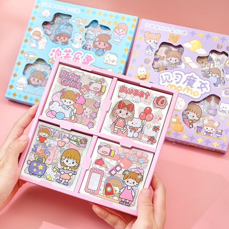 (ISI 5 PCS) Sticker Momo Lucu / Anti Air Stiker Botol HP Buku Kartun Lucu Anak Perempuan Korea Kuali