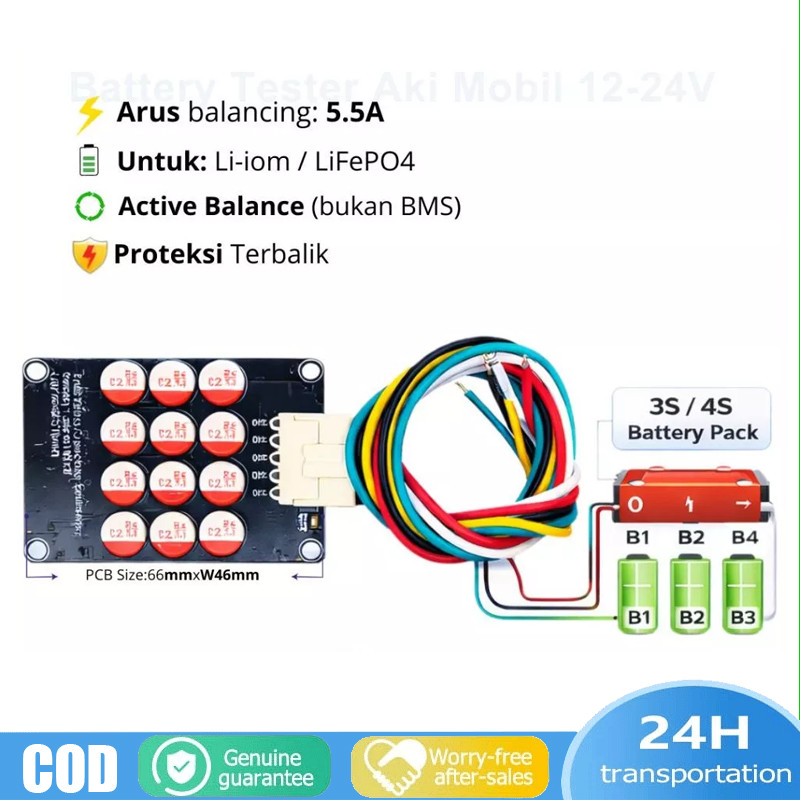 Active Balancer 4S 3S 8S Lifepo4 dan Lithium ion 12V/24V Papan Pemerataan Baterai Lithium 5.5 A Life