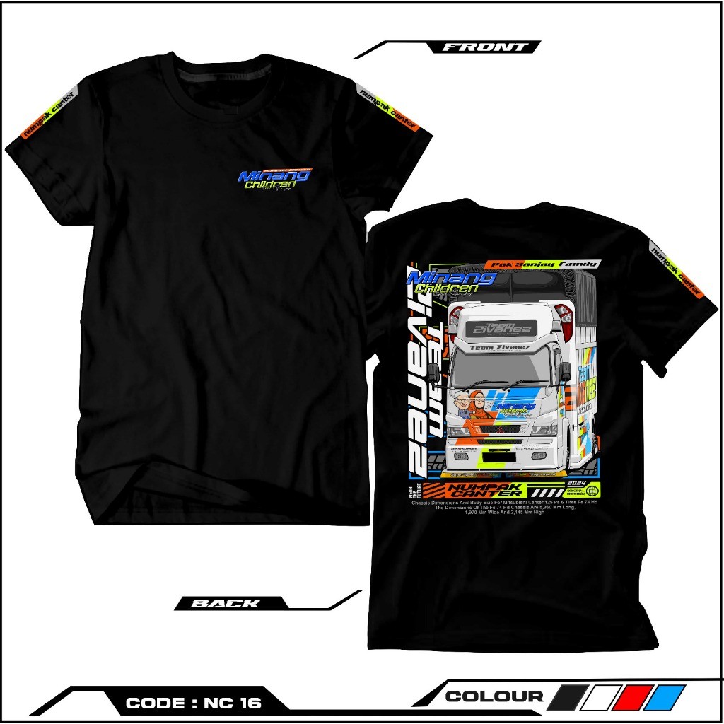 Baju Kaos Truk Minang Children Team Zivanes NC016 Crew Neck Lengan Pendek  Atasan Dewasa Unisex