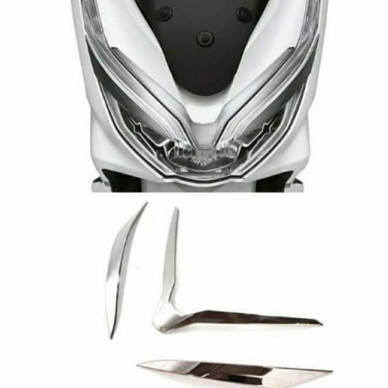 Satu set Garnis Headlight Headlamp Hiasan Lampu Depan PCX 150 Original Aksesoris AHM Honda