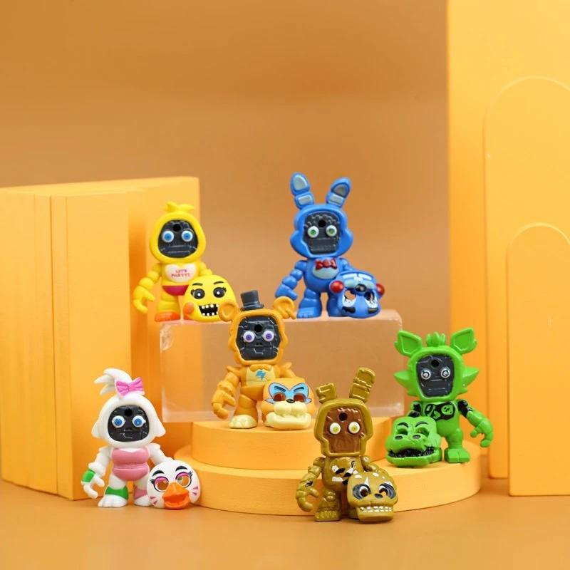 6pcs/set FNAF Figures Freddy Face Changeable Action Figure Toys for Kids Gitfs