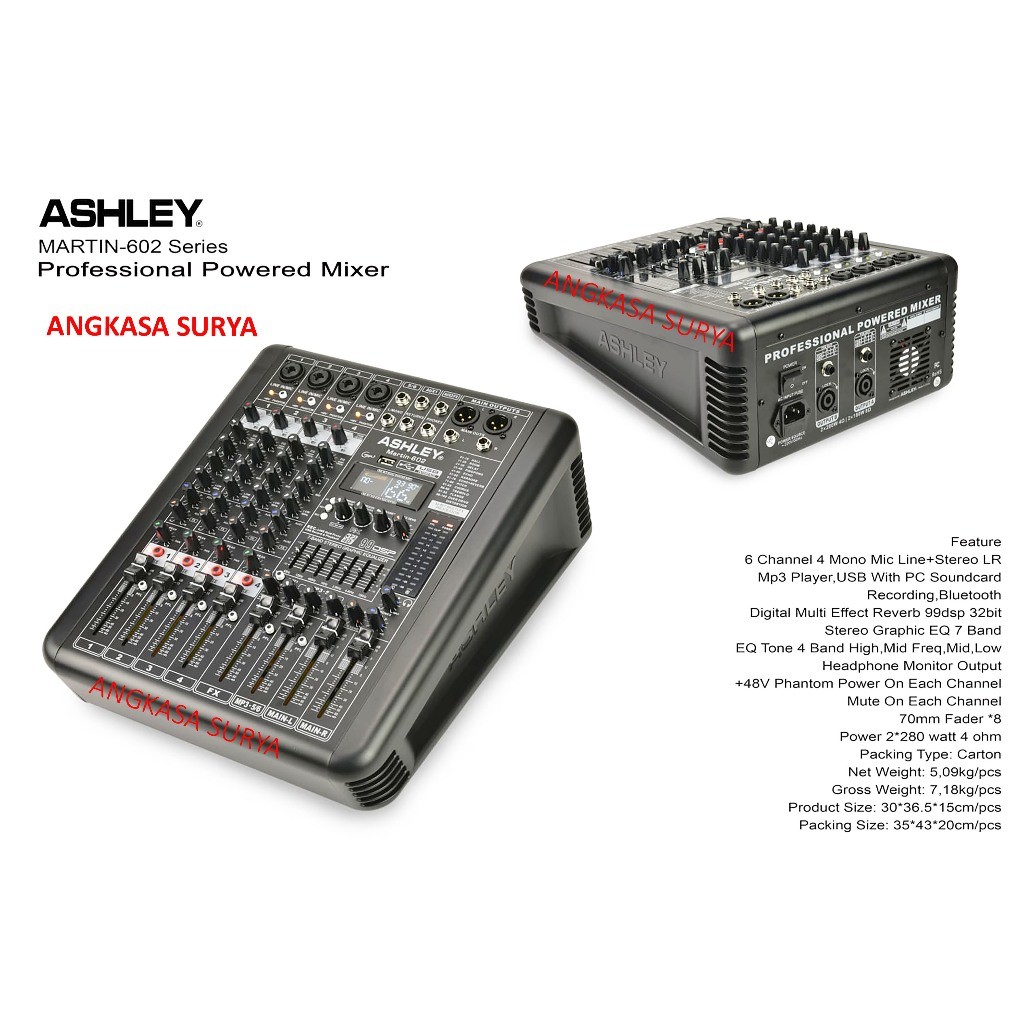 Power Mixer ASHLEY MARTIN 602 ORIGINAL / Mixer Power 6 Channel Ashley Martin602