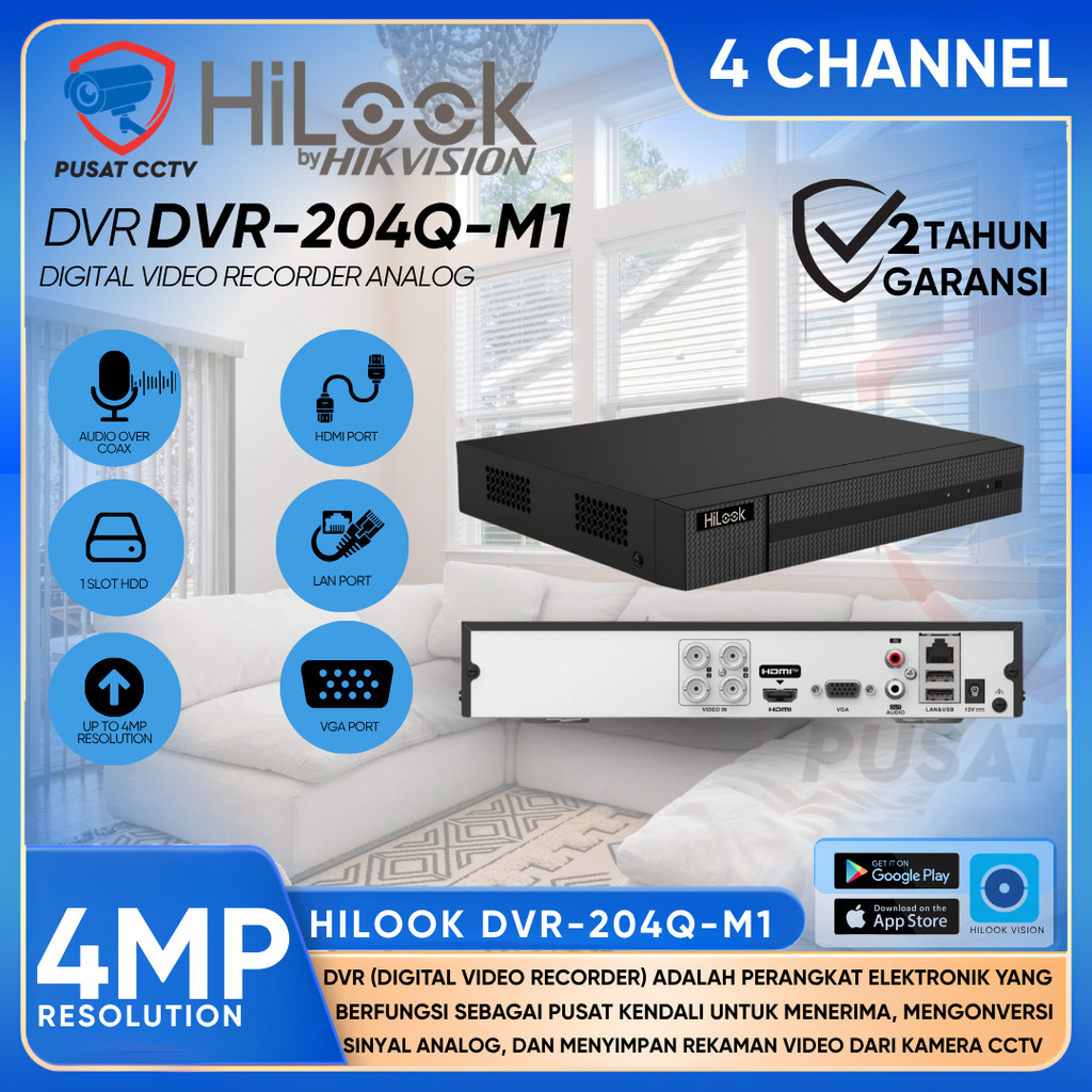 DVR DECORDER CCTV 4CH HILOOK DVR-204Q-M1 4 CHANNEL 4MP 5MP