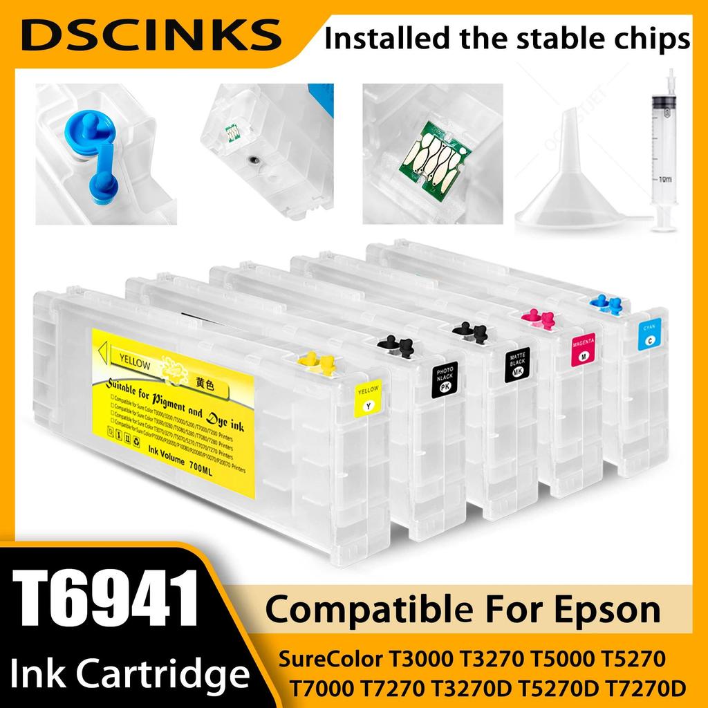 T6941T6945 Refillable Ink Cartridge With Chip For Epson SureColor T3000 T5000 T7000 T3070 T5070 T320