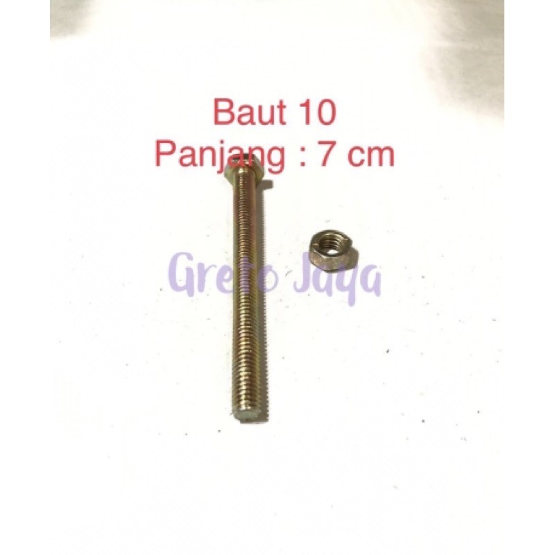 ( Baut Kuning 10 Panjang 7 cm ) Baut Mur Kuning Panjang Pjg 7cm Pelat Plat Kuning