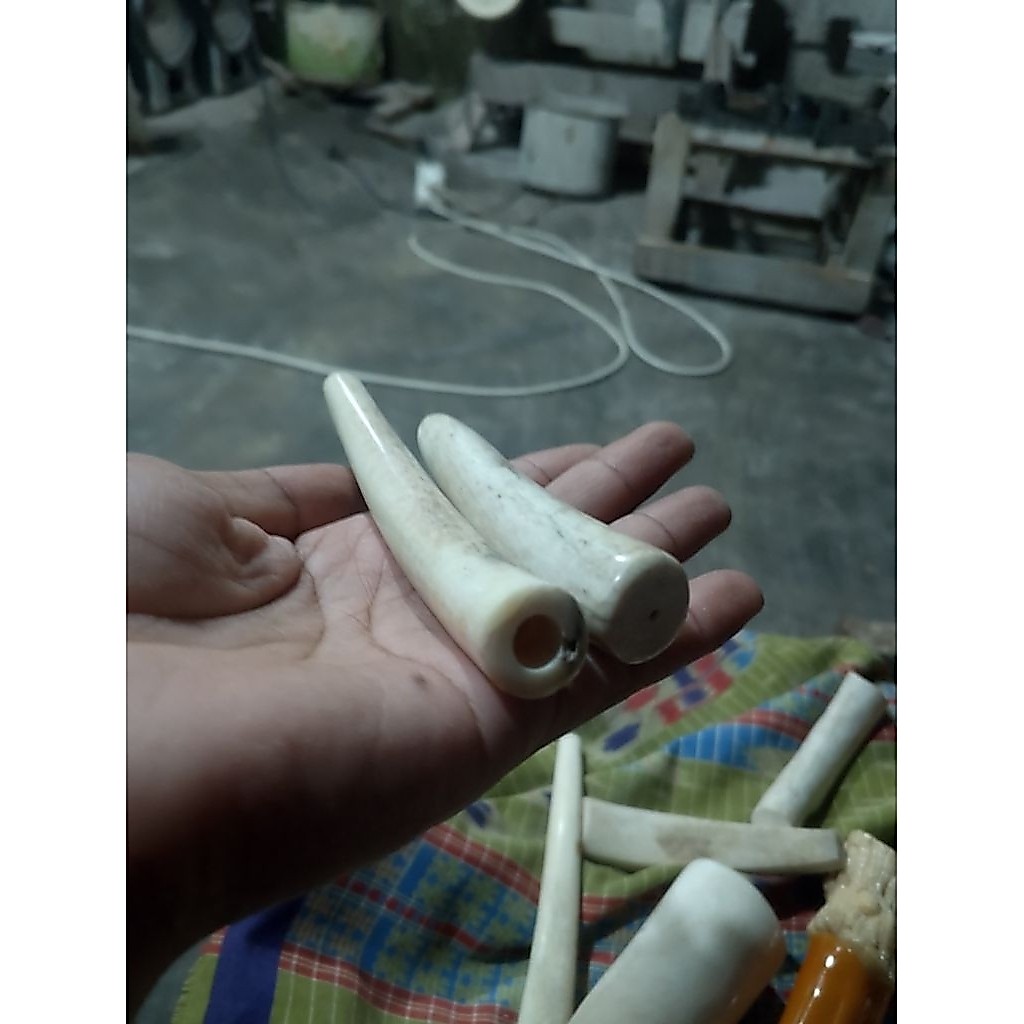 Once Pipa Rokok Tulang Duyung Asli - Natural White, Panjang 11-12 CM