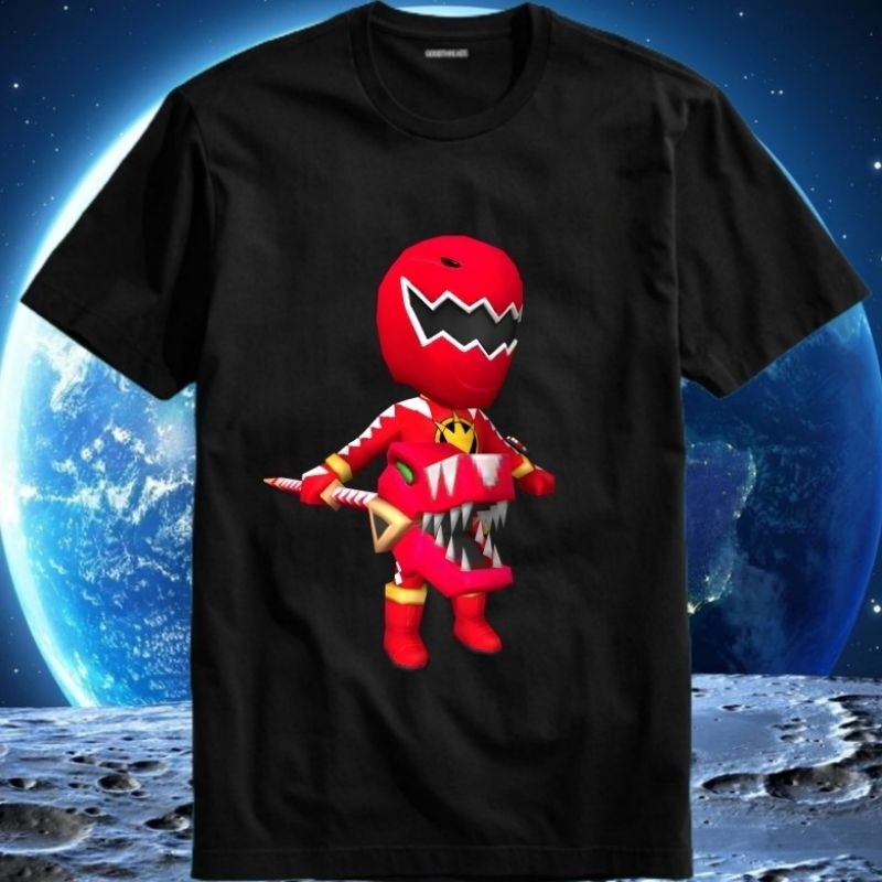 Baju Kaos Tshirt T Shirt Pria Laki Cowok Cewek Perempuan Unisex Anak Power Ranger Rangers Merah Red 
