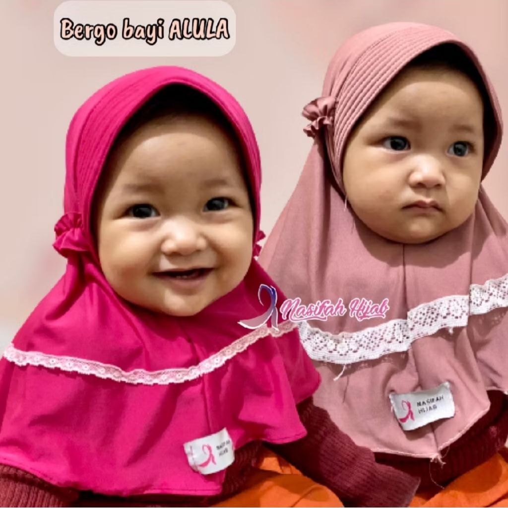 Bergo Bayi ALULA 0-3th Jilbab Anak Kerut Tali Renda