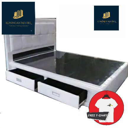 Dipan Divan Ranjang Laci + Sandaran Kasur Tempat Tidur SpringBed Busa Modern Minimalis Mewah