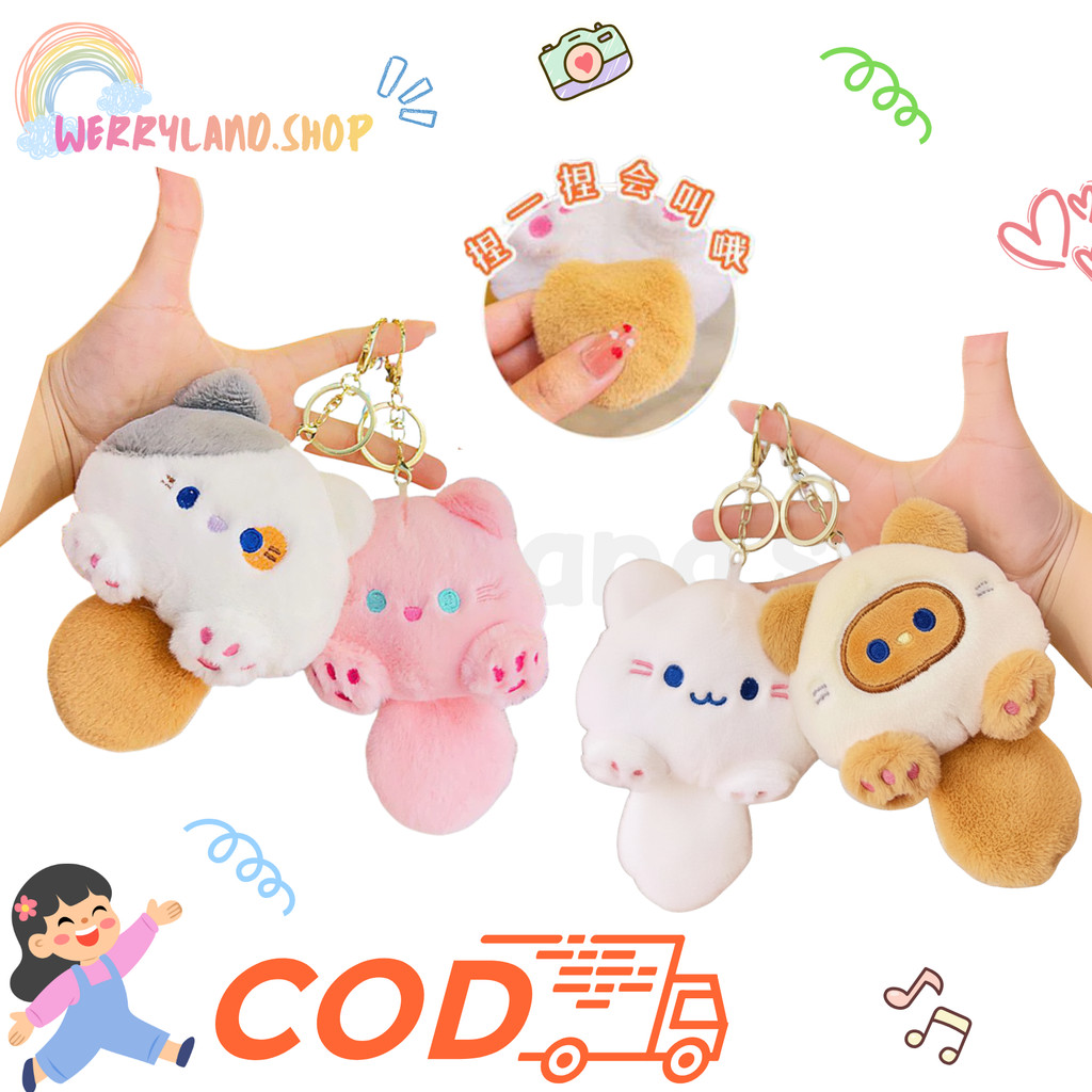 WLD Gantungan Kunci BISA BUNYI Cute Cat Aksesoris Tas Imut/ Aksesories Untuk Motor Mobil Gantungan H