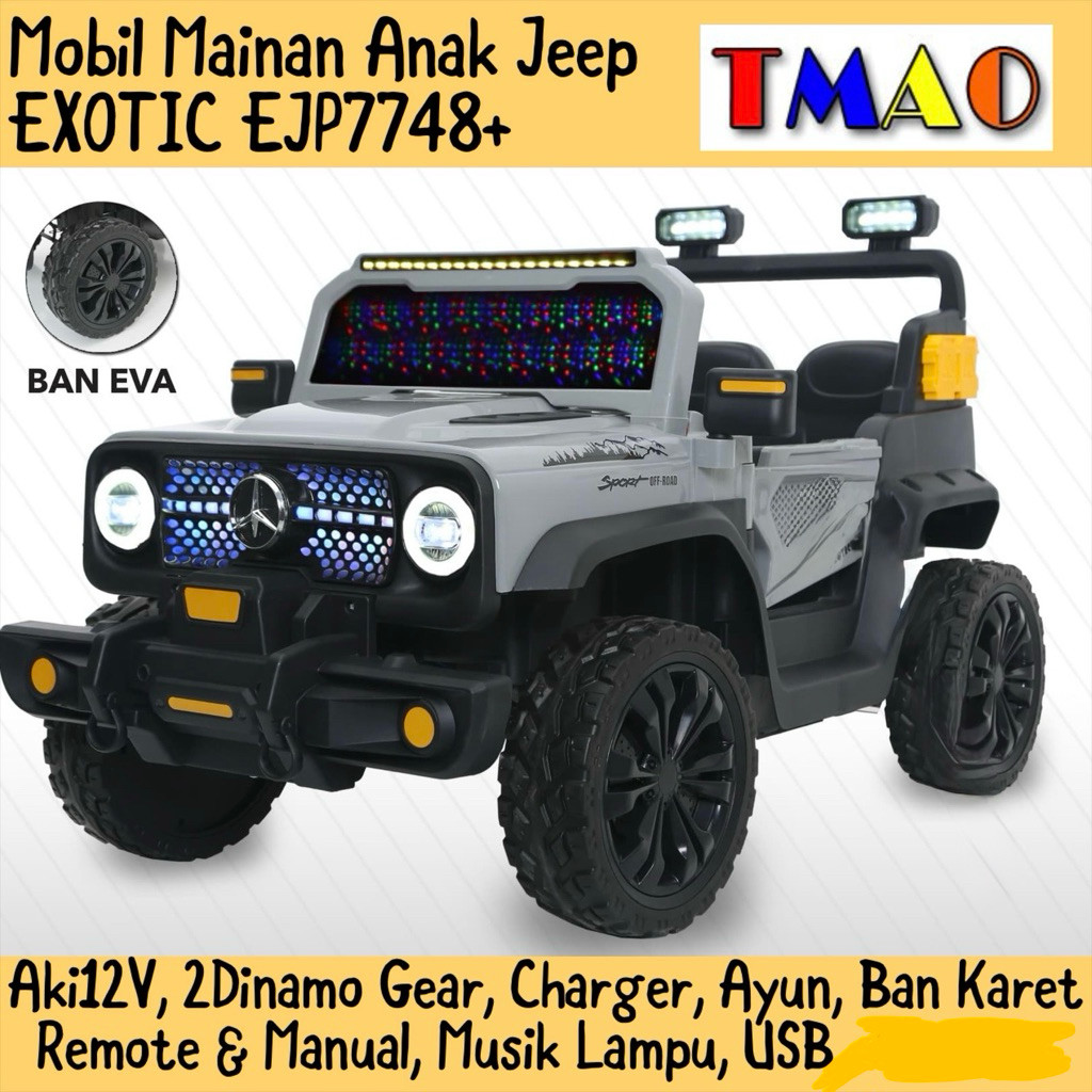 Mobil Aki Anak EXOTIC Jeep Rubicon EJP7707 EJP-7707 EJP7748 7748 Kendaraan Mainan EJP7745 EJP7737